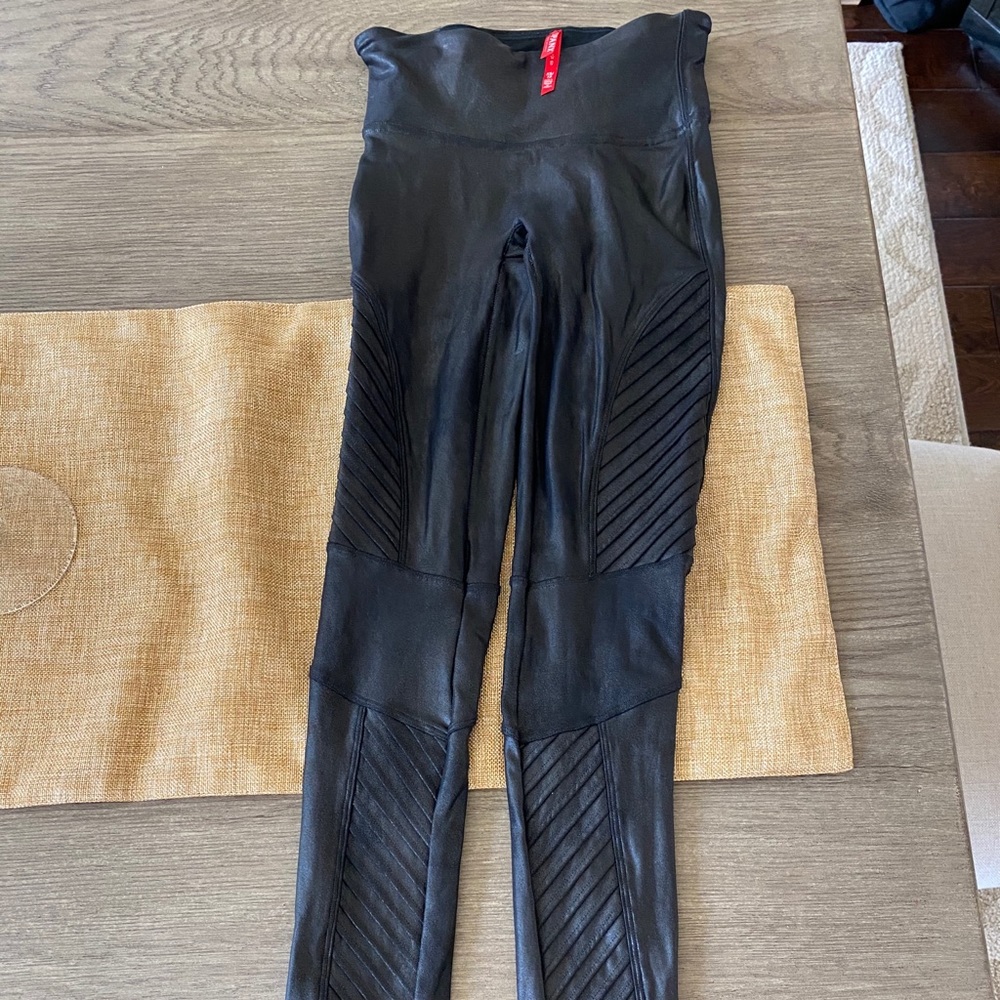 SPANX Faux Leather Motto Leggings